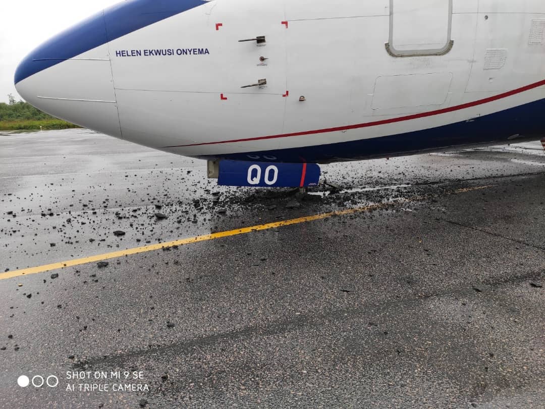 Breaking: Air Peace aircraft makes emergency landing, loses nose wheel