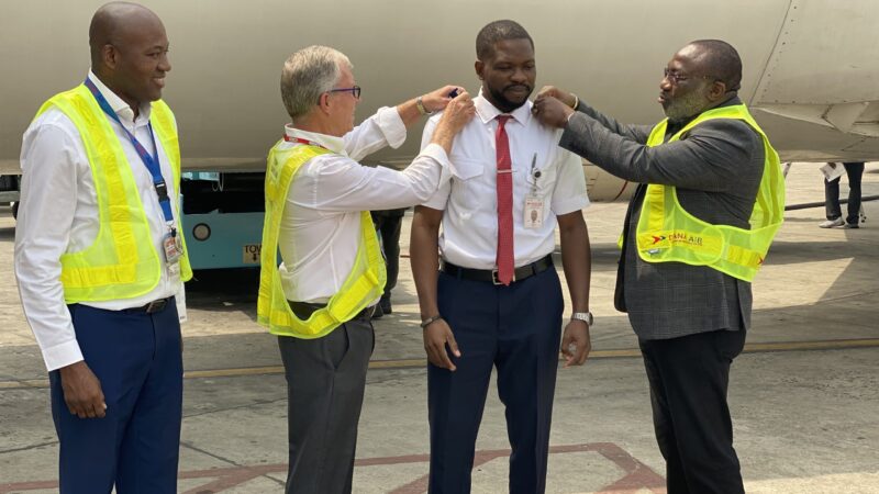 Dana Air decorates new captain, to recruit more Nigerian pilots