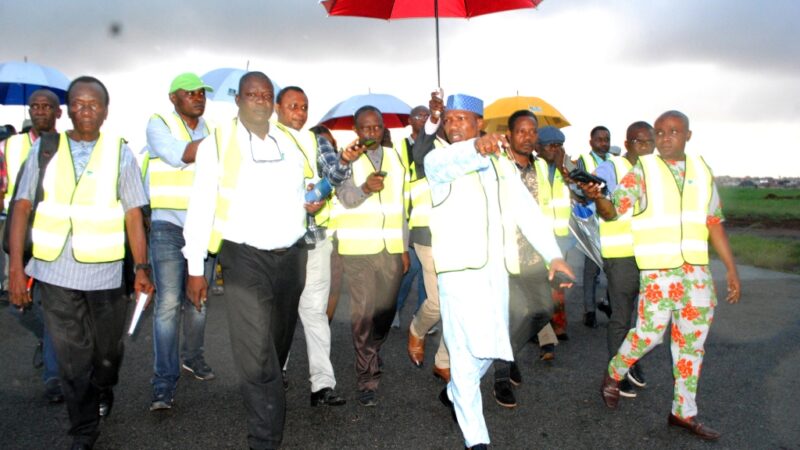 Photo Speaks: FAAN MD inspecting work on runway 18L/36R with aviation correspondents in Lagos