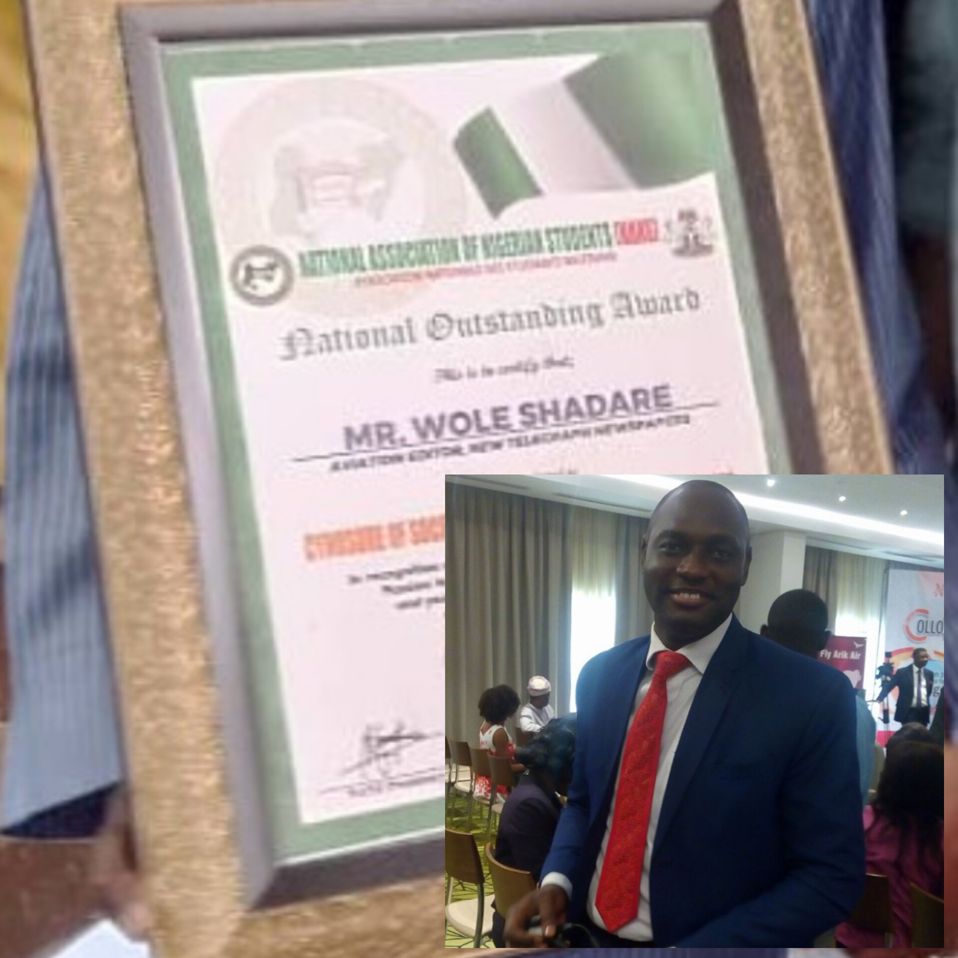 New Telegraph Aviation Editor, Wole Shadare bags NANS Excellence Award