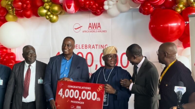 Africa World Airlines celebrates 4 millionth passenger since inception in 2012