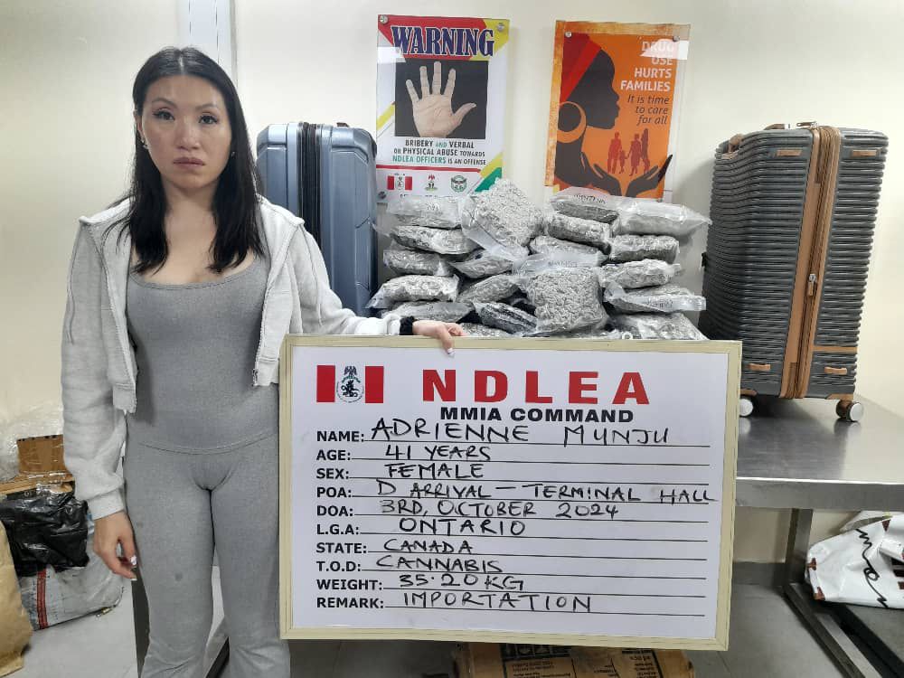 Canadian Woman Arrested with Cannabis at Lagos Airport as NDLEA Seizes N9bn Worth of Opioids