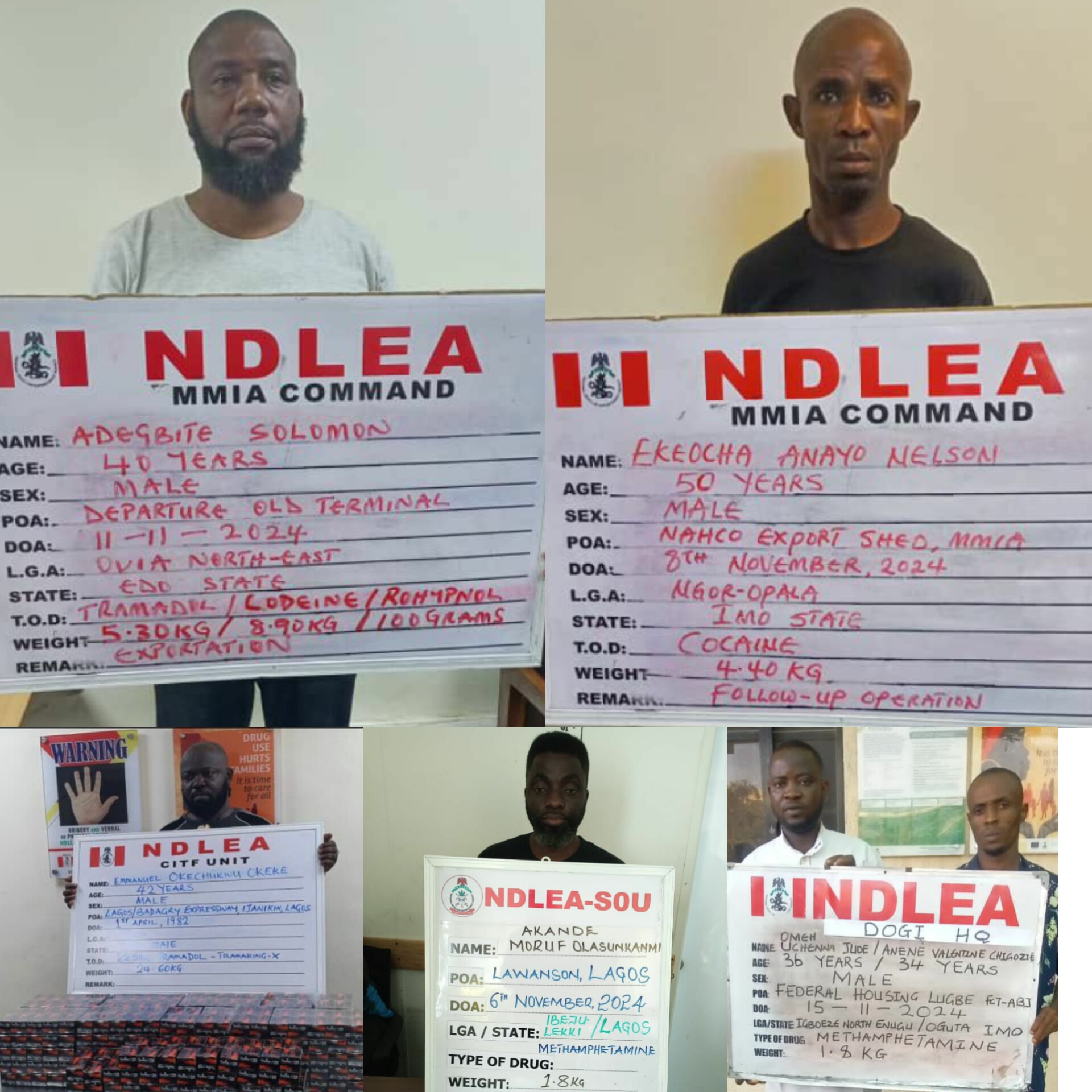 NDLEA Foils International Drug Trafficking Attempts, Arrests Masterminds in Lagos, Abuja