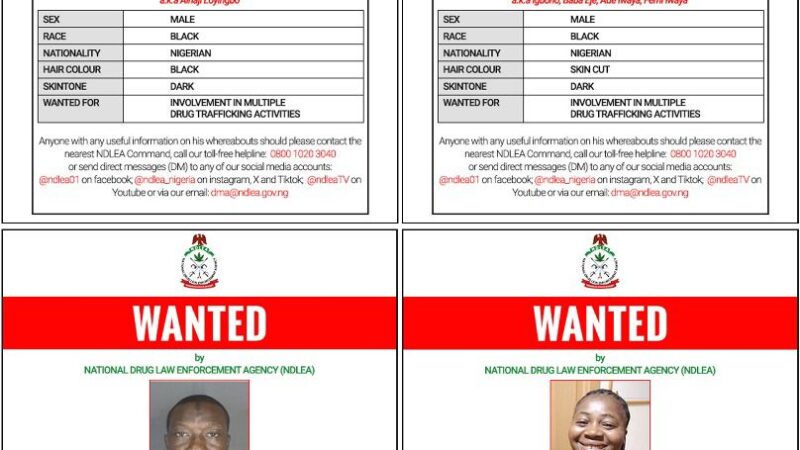 NDLEA Declares Four ‘Barryshine’ Drug Cartel Members Wanted Over Cocaine Trafficking to Saudi Arabia, Qatar