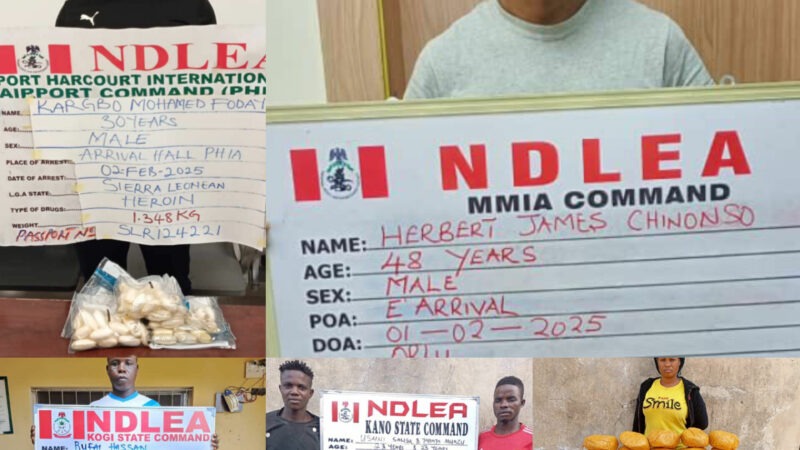 NDLEA Nabs Two Drug Kingpins Who Excrete 125 Wraps of Heroin at Lagos, Port Harcourt Airports