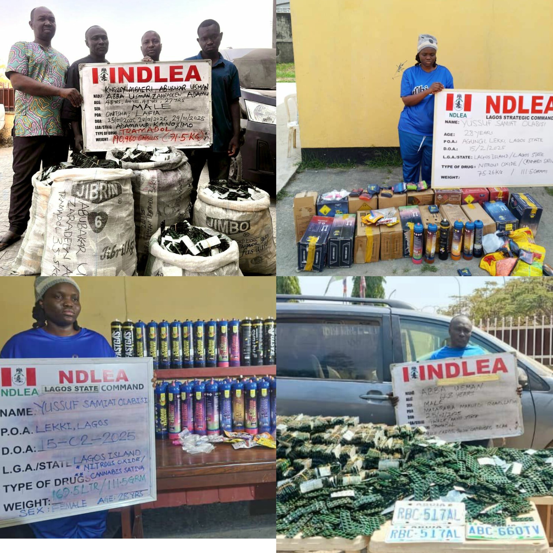 NDLEA Busts Trans-Border Drug Cartel, Arrests Four in Onitsha, Keffi