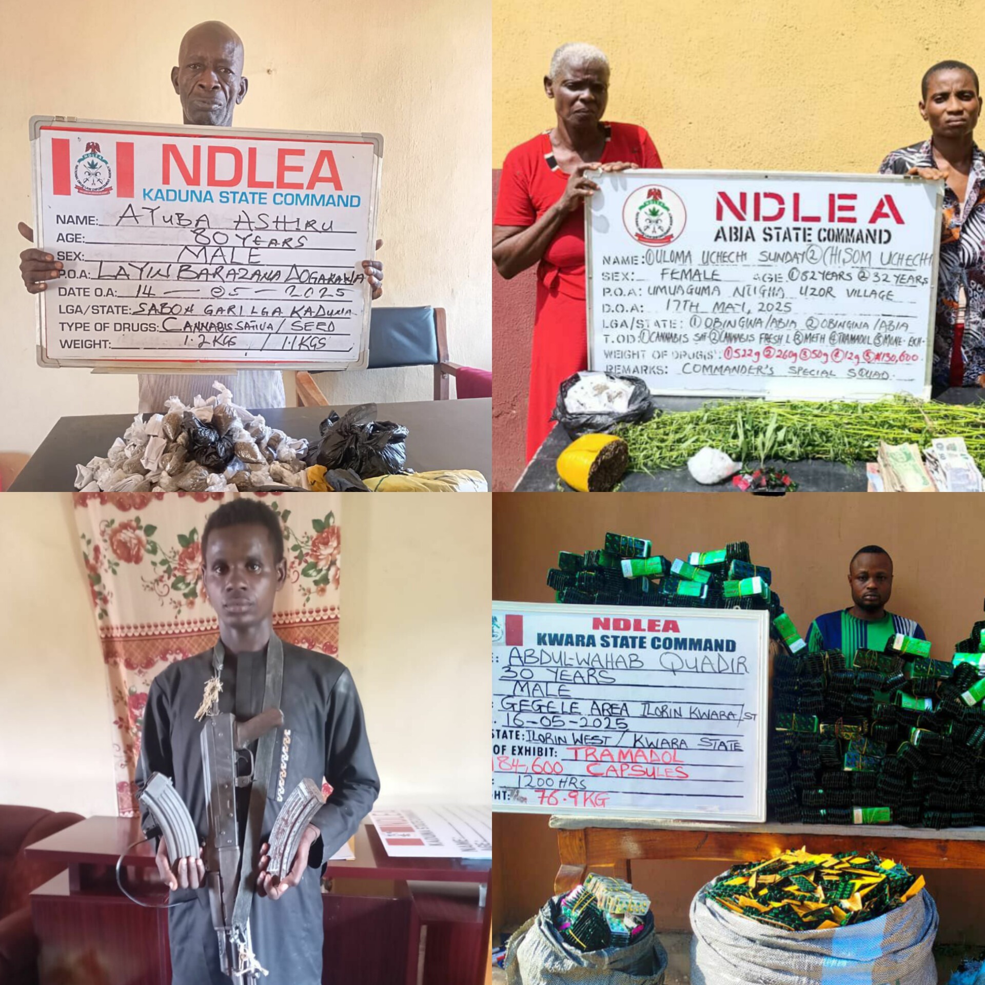 Octogenarian Ex-Convict, Grandma Among Dozens Arrested as NDLEA Intercepts N3.2bn Worth of Illicit Drugs 1 Octogenarian Ex-Convict, Grandma Among Dozens Arrested as NDLEA Intercepts N3.2bn Worth of Illicit Drugs