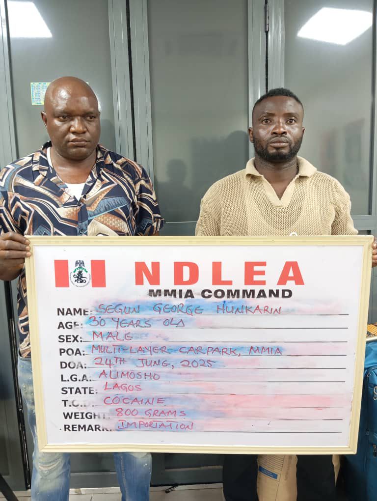 NDLEA Nabs Ex-International Footballer, 4 Others Over 22.6kg Drug Seizures at Lagos, Enugu Airports 1 NDLEA Nabs Ex-International Footballer, 4 Others Over 22.6kg Drug Seizures at Lagos, Enugu Airports
