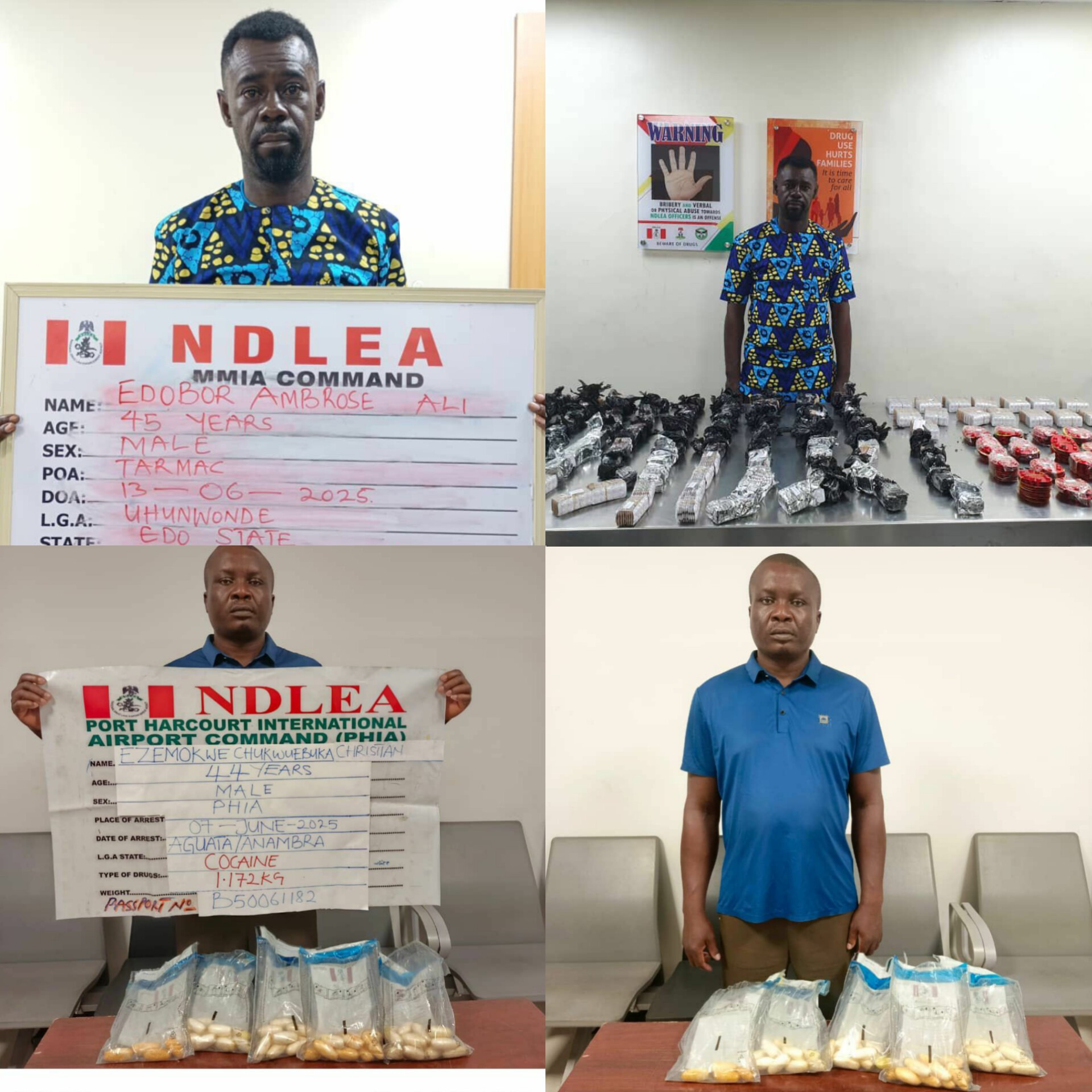 NDLEA Nabs Iran-bound Businessman for Swallowing 53 Wraps of Cocaine, Uncovers Tramadol Hidden in Winter Jackets 1 NDLEA Nabs Iran-bound Businessman for Swallowing 53 Wraps of Cocaine, Uncovers Tramadol Hidden in Winter Jackets