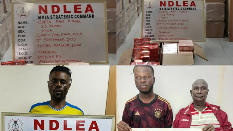NDLEA Arrests Indian Businessman, Three Nigerians Over N3.9bn Tramadol at Lagos Airport
