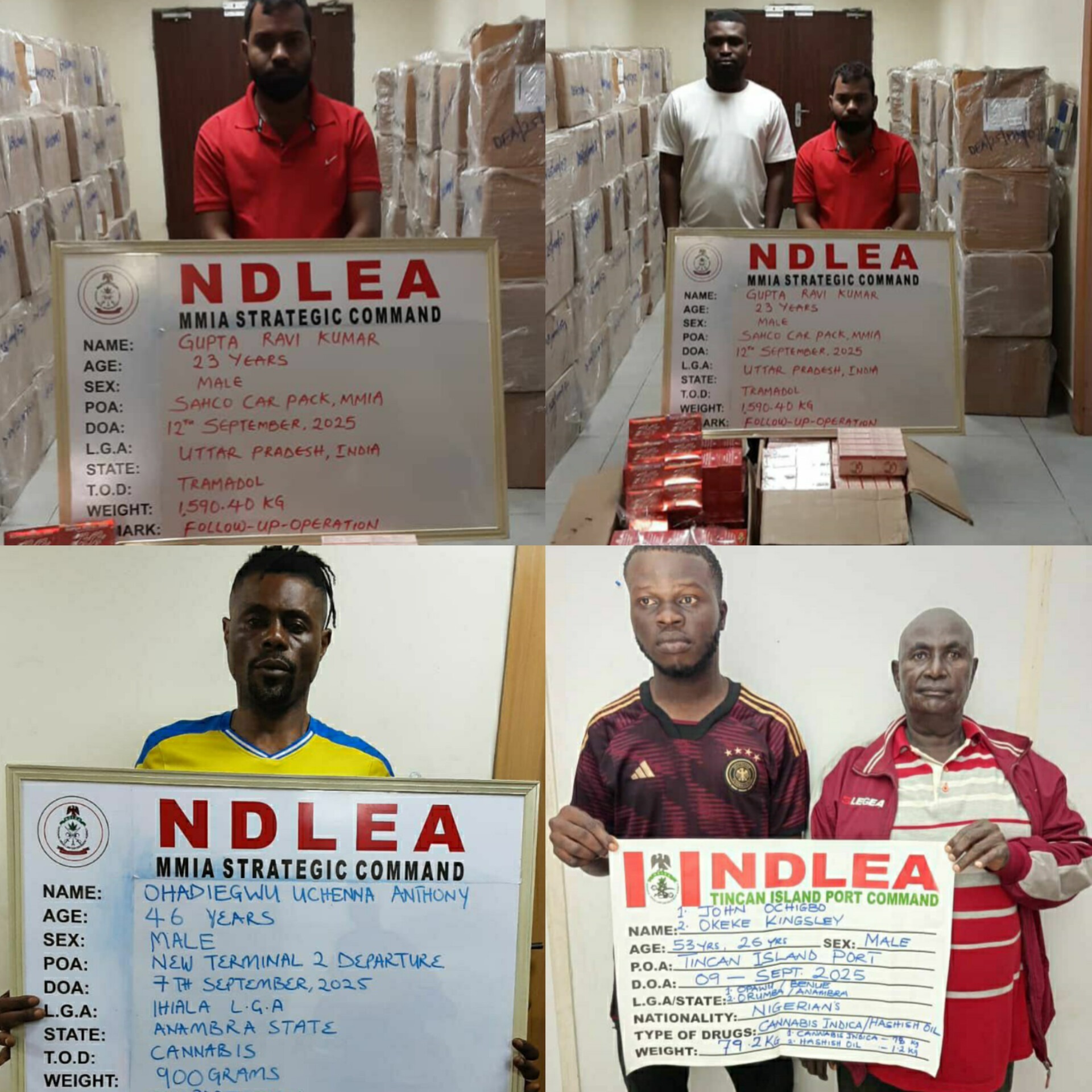 NDLEA Arrests Indian Businessman, Three Nigerians Over N3.9bn Tramadol at Lagos Airport 1 NDLEA Arrests Indian Businessman, Three Nigerians Over N3.9bn Tramadol at Lagos Airport