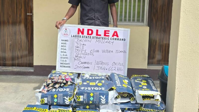 NDLEA Cracks Down on Drug Party at Lagos Night Club, Seizes 384.88kg of Cannabis