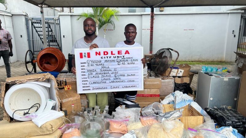 NDLEA Arrests Wanted Drug Kingpin at Lagos Airport, Dismantles Lekki Colorado Laboratory