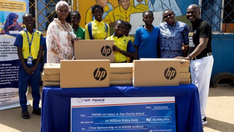 Air Peace Grants Scholarship to Underserved Students of KNOSK School, Donates Laptops for ICT Centre