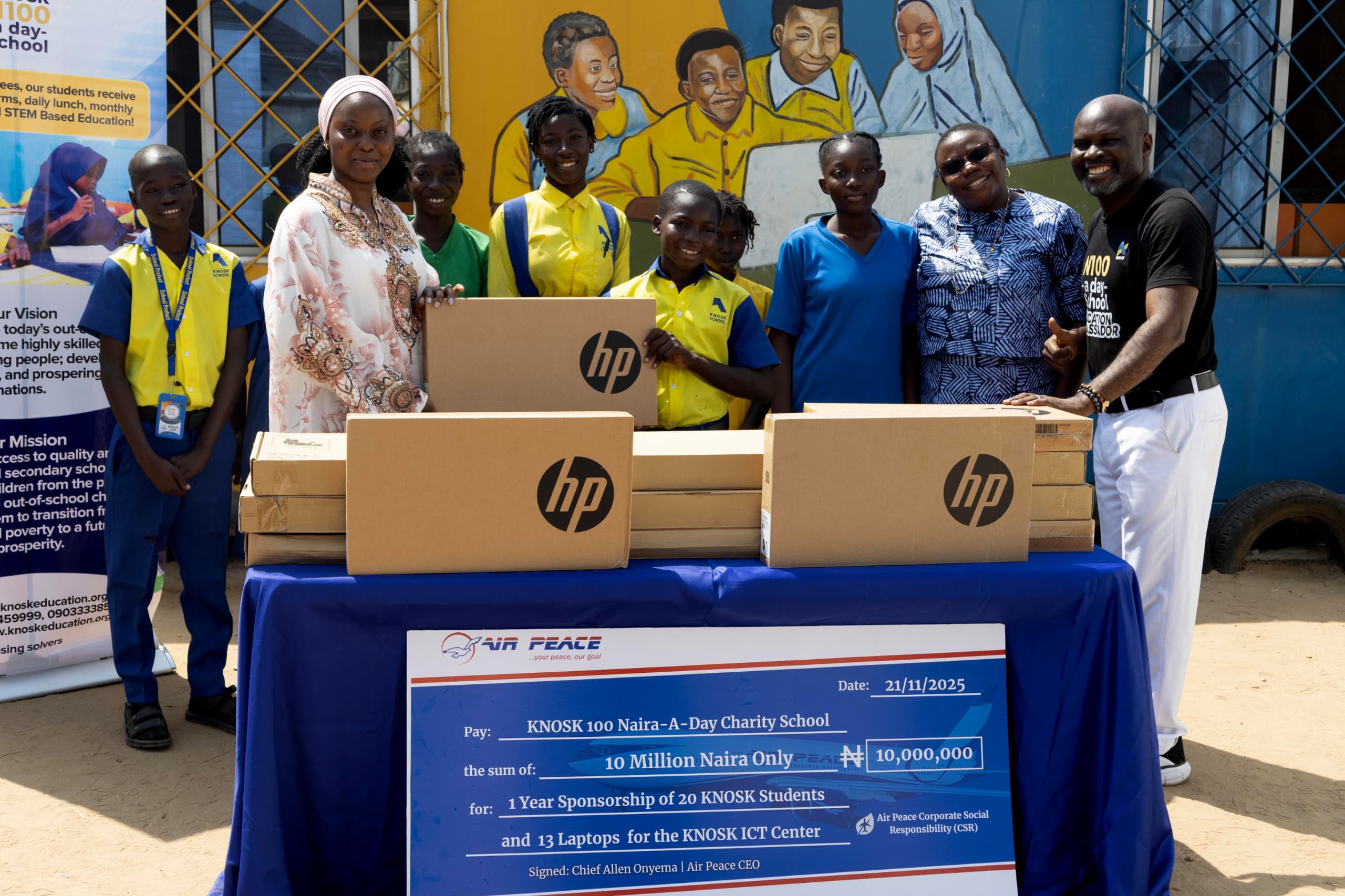 Air Peace Grants Scholarship to Underserved Students of KNOSK School, Donates Laptops for ICT Centre