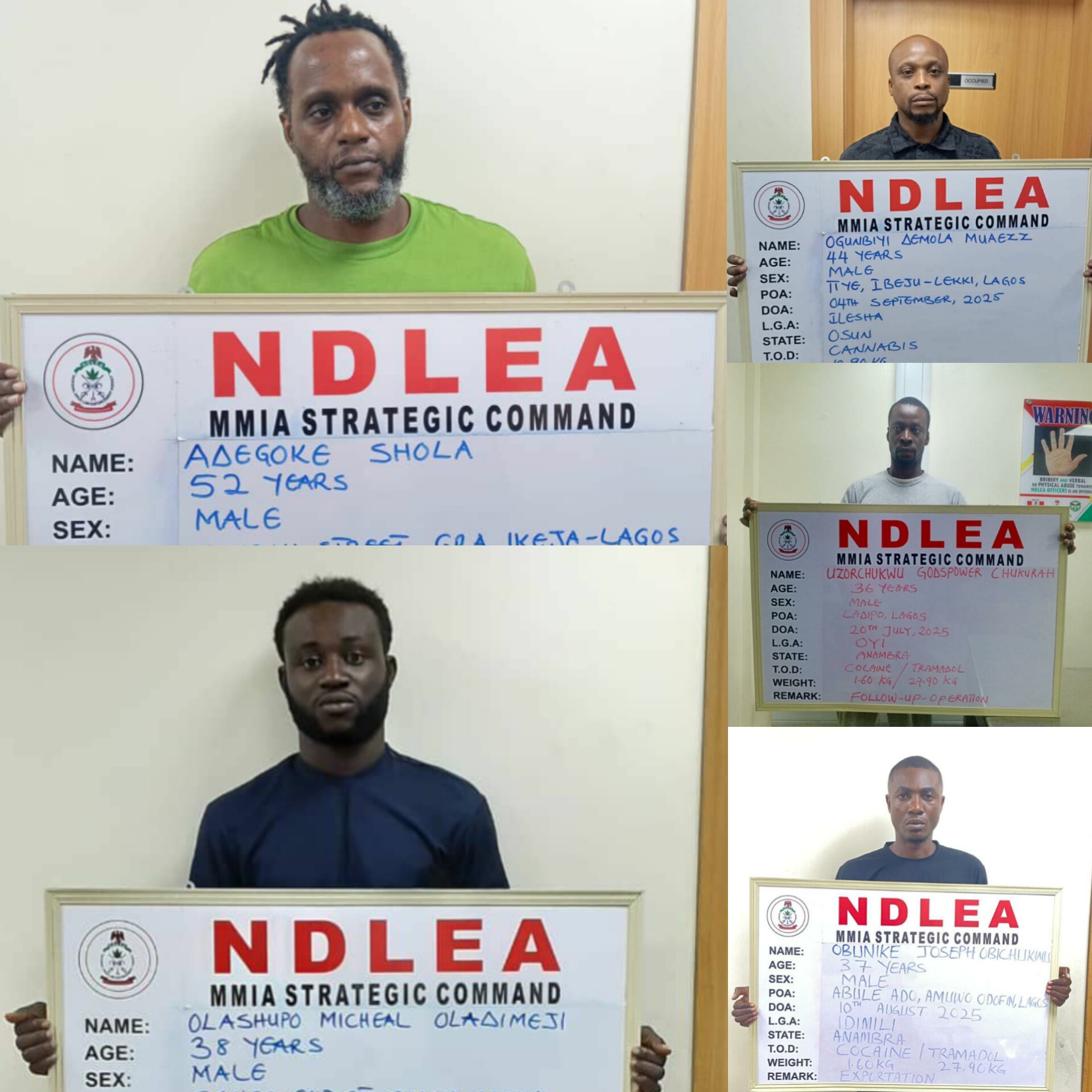 Five Drug Kingpins Jailed for 21 Years as NDLEA Secures Major Convictions