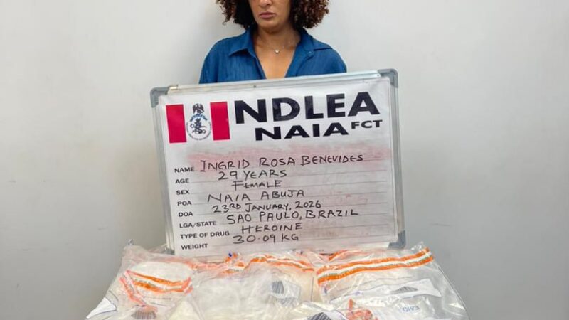 NDLEA Nabs Brazilian Woman with N3bn Heroin at Abuja Airport, Seizes Explosives, Tonnes of Drugs Nationwide