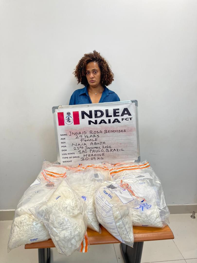 NDLEA Nabs Brazilian Woman with N3bn Heroin at Abuja Airport, Seizes Explosives, Tonnes of Drugs Nationwide