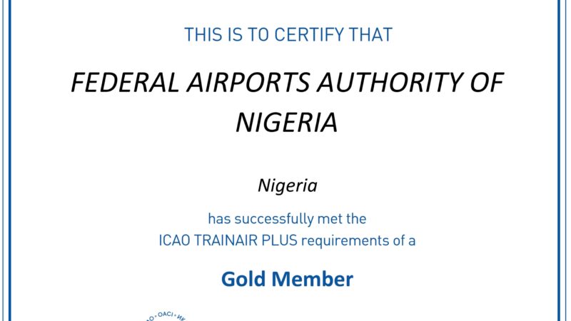 FAAN Attains ICAO Trainers Plus Gold Status, Sets New Benchmark for Aviation Training in Nigeria