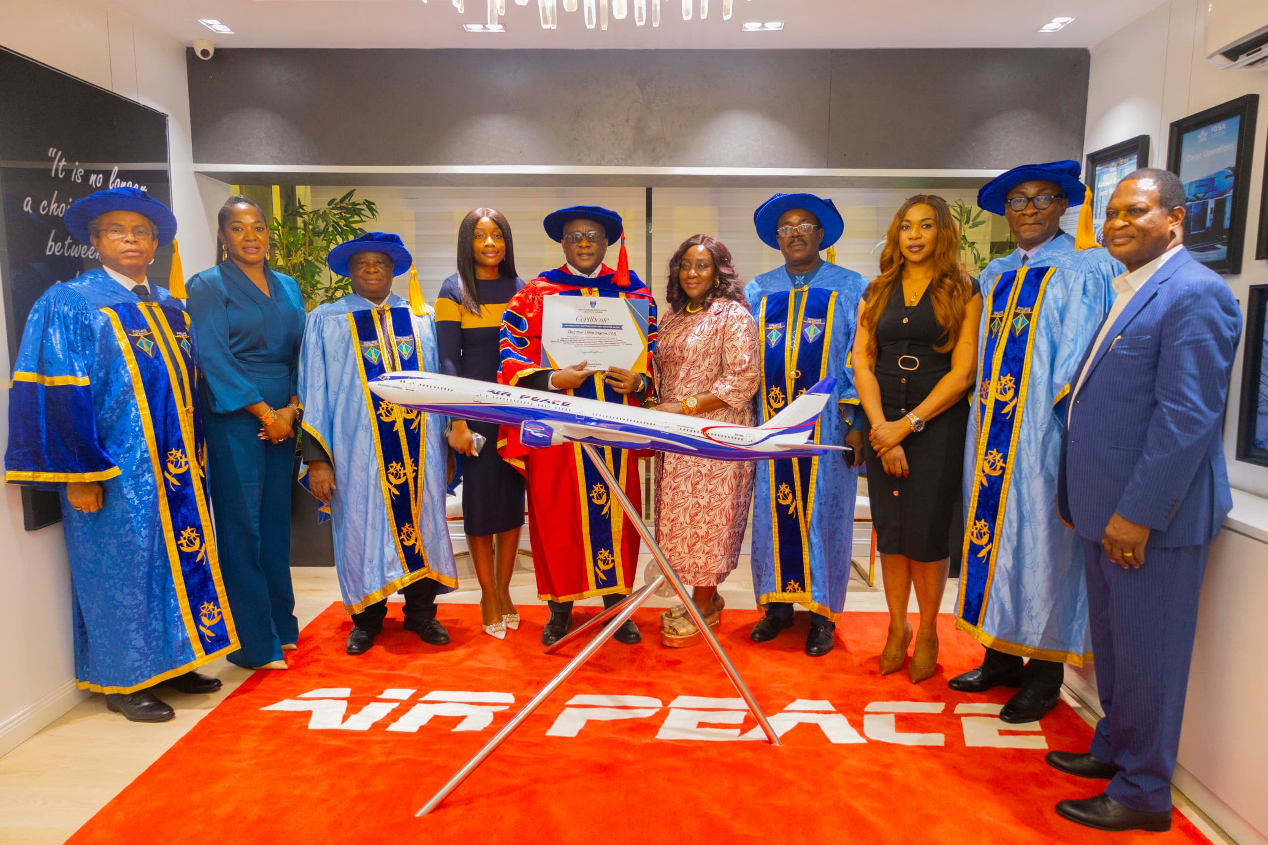 Abia State University Honours Air Peace Boss Onyema with Fourth Doctorate, Applauds His Educational Advocacy