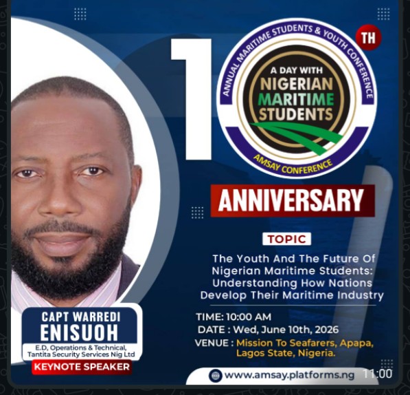 Capt Warredi to Deliver Keynote Address at 10th AMSAY Conference in Lagos