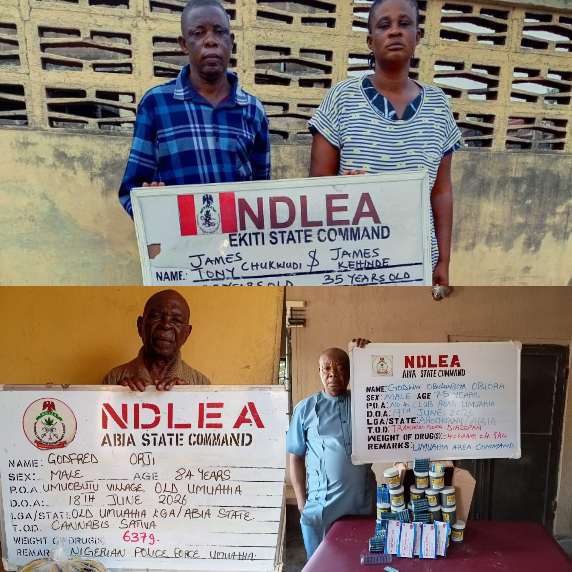 Two Elderly Men Arrested for Supplying Illicit Drugs to Secondary School Students as NDLEA Intensifies Crackdown