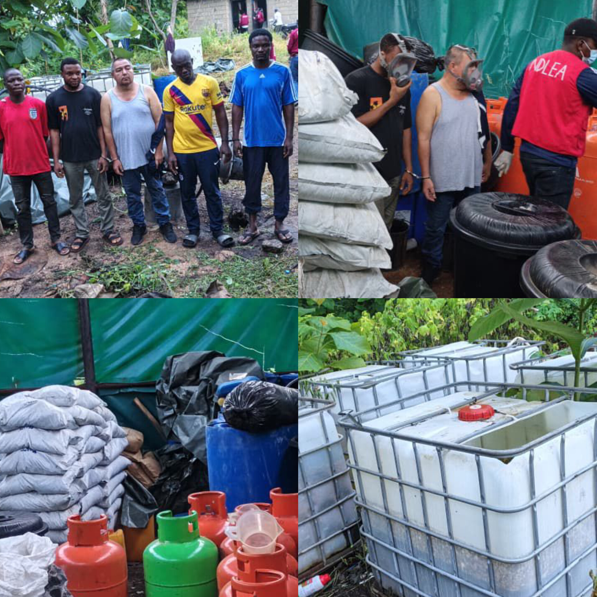 NDLEA Dismantles Industrial-Scale Meth Laboratory in Oyo Forest, Arrests Mexican Drug Expert, Four Nigerians