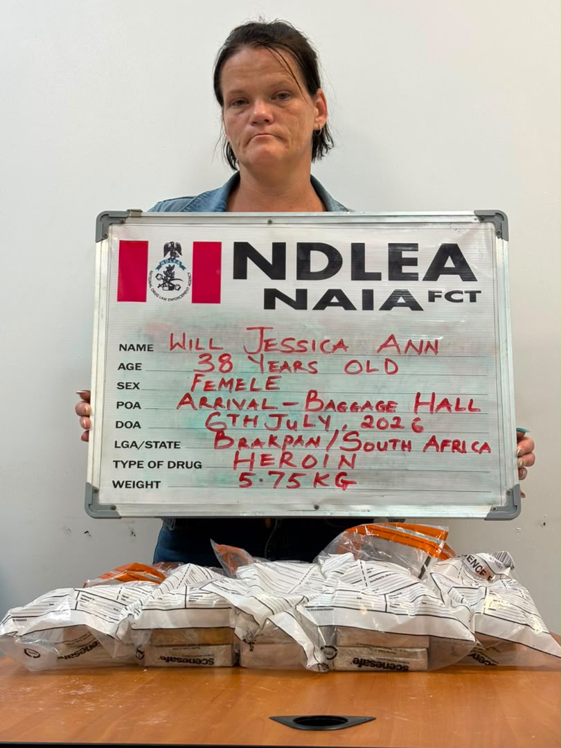 NDLEA Arrests South African Woman Travelling With Three-Year-Old Son Over 5.75kg Heroin