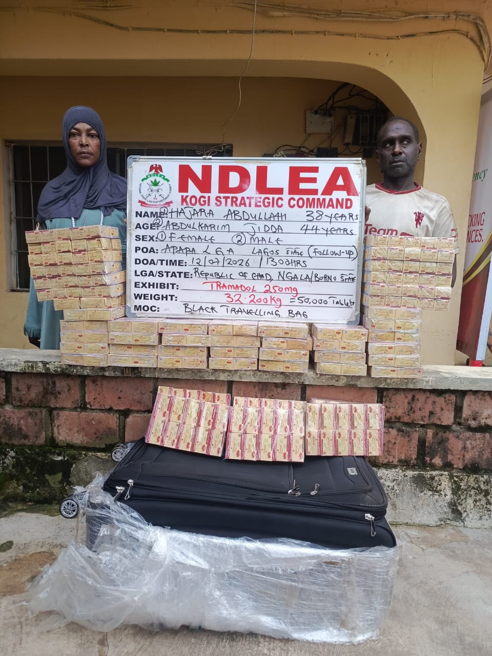 NDLEA Intercepts 1.63 Million Tramadol Pills Bound for Kano, Arrests 80-Year-Old Suspect in Nationwide Crackdown