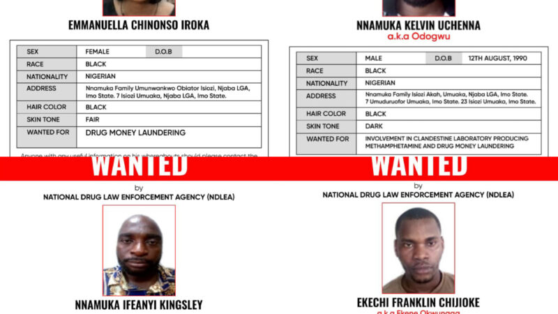 NDLEA Declares Alleged Drug Kingpin, Three Associates Wanted, Freezes N9.8bn Linked to Meth Syndicate