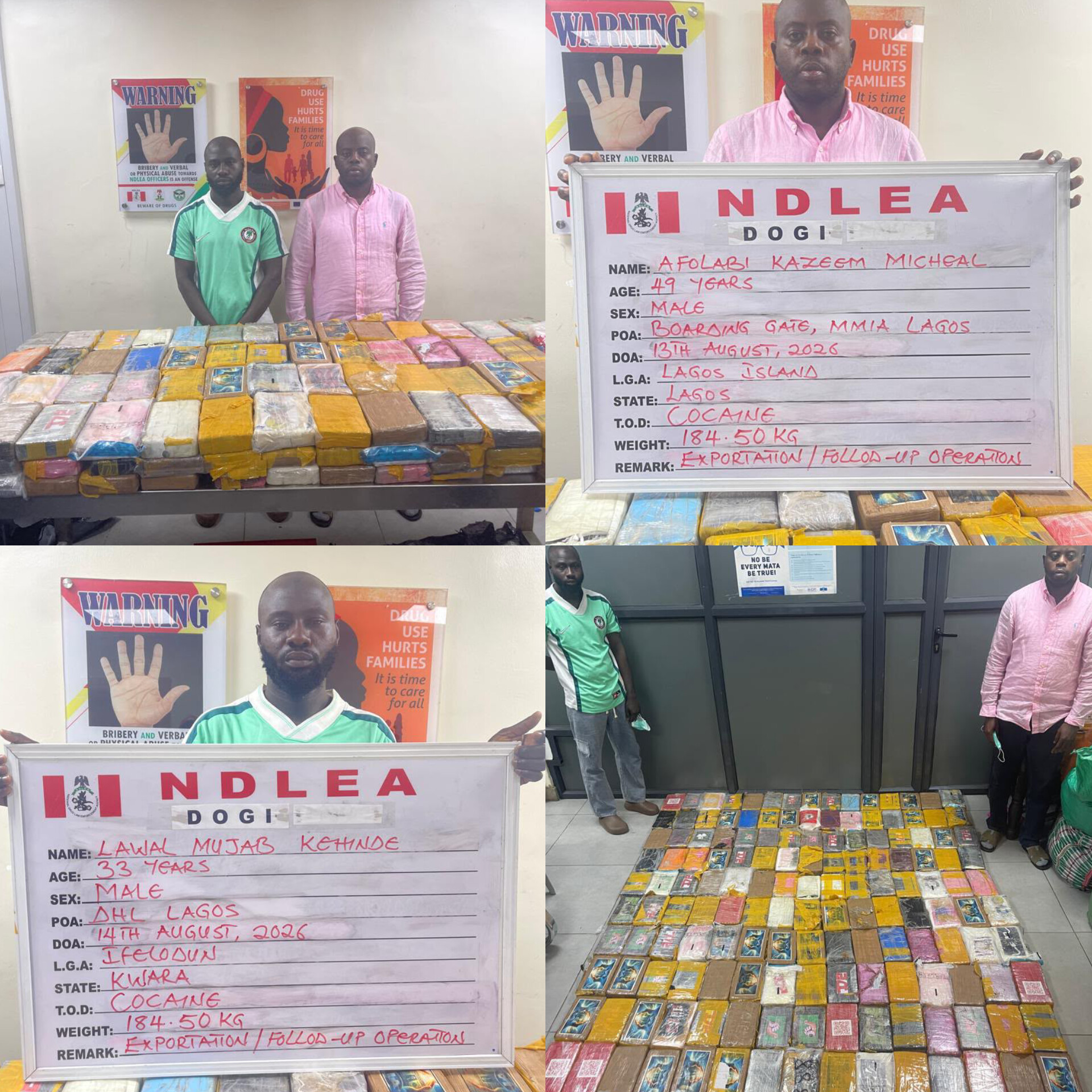 NDLEA arrests ‘KC Luxury’ as agency smashes international cocaine cartel, seizes N39bn consignment