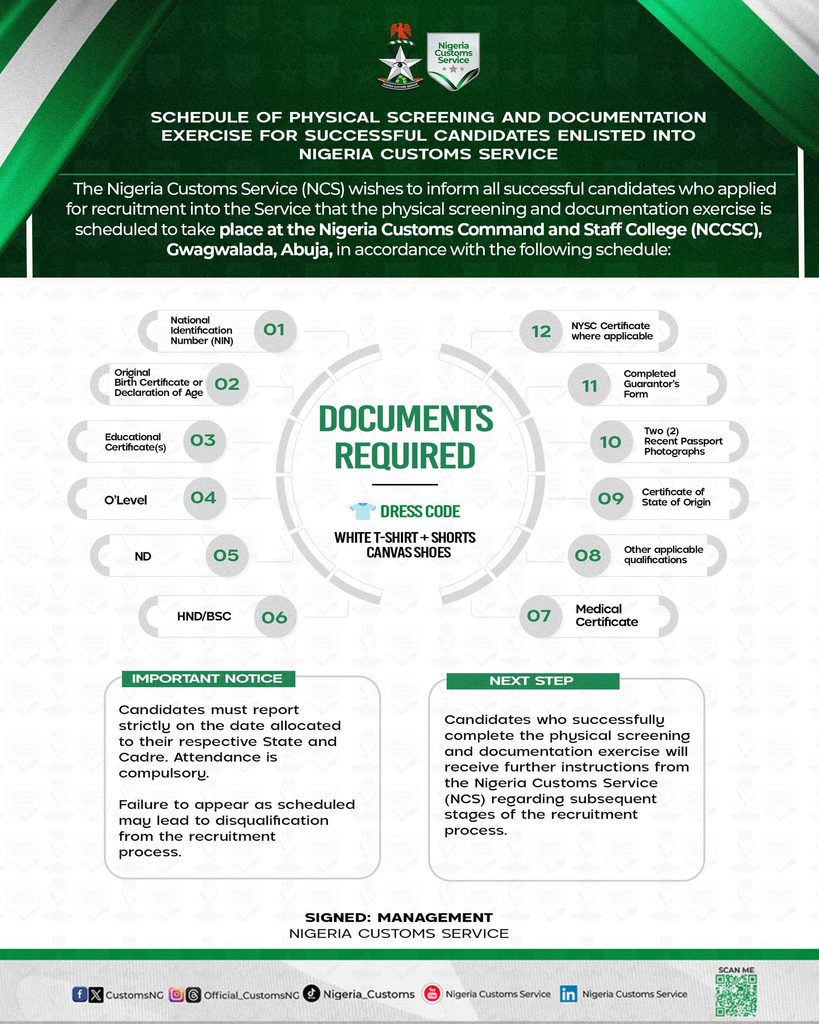 Customs Begins Physical Screening, Documentation for Successful Recruitment Candidates 2 266231