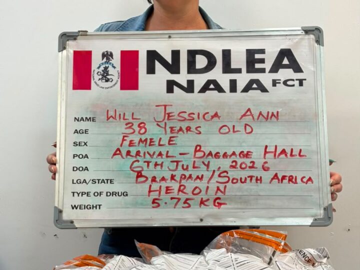 South African Woman Jailed 40 Years for Importing 5.75kg Heroin into Nigeria