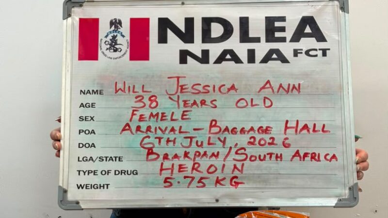 South African Woman Jailed 40 Years for Importing 5.75kg Heroin into Nigeria