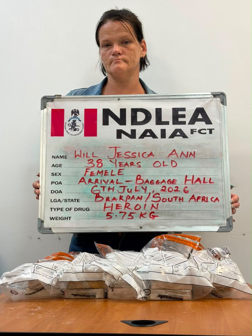 South African Woman Jailed 40 Years for Importing 5.75kg Heroin into Nigeria