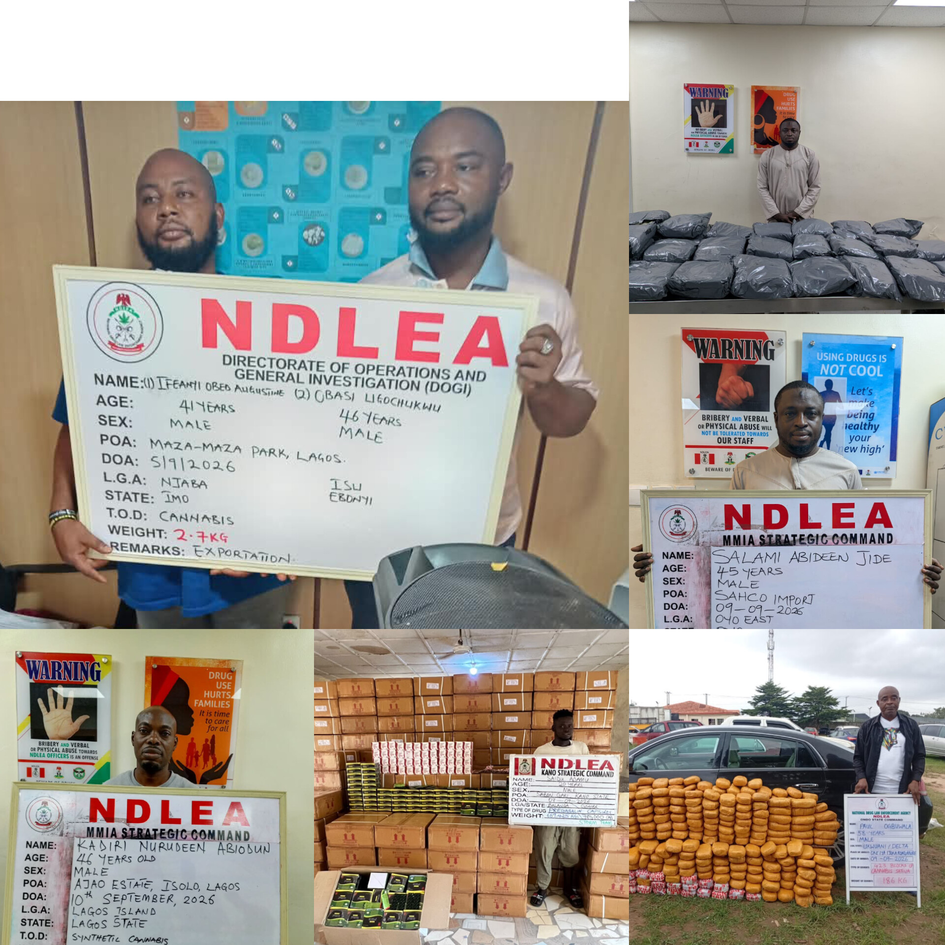 NDLEA Intercepts UK Shipments of ‘Colos’, Recovers 2.3 Tonnes of Illicit Drugs Nationwide