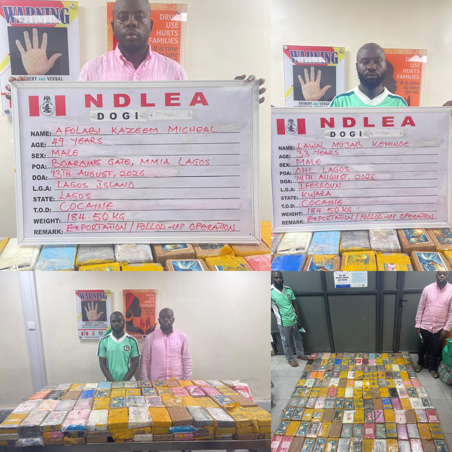 NDLEA Arraigns KC Luxury, Two Others Over 184.5kg Cocaine Shipment to UK