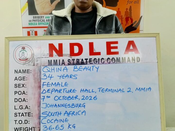 NDLEA Arrests South African Woman With 36.65kg Cocaine, US-Based Grandmother With Cannabis