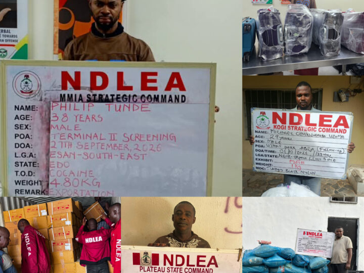NDLEA Intercepts Italy-Bound Businessman With 4.8kg Cocaine Hidden In Shoes, Bag Railings