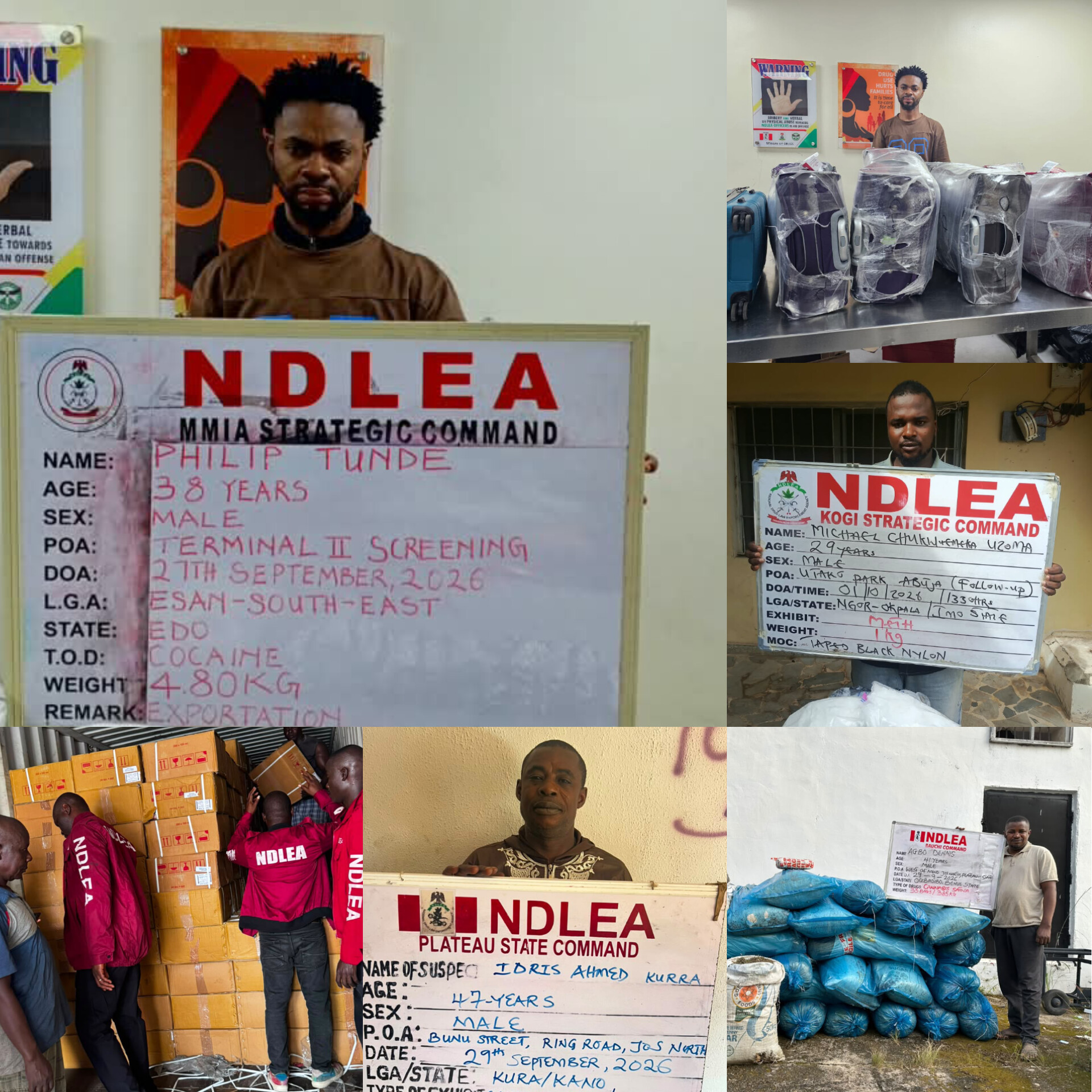 NDLEA Intercepts Italy-Bound Businessman With 4.8kg Cocaine Hidden In Shoes, Bag Railings