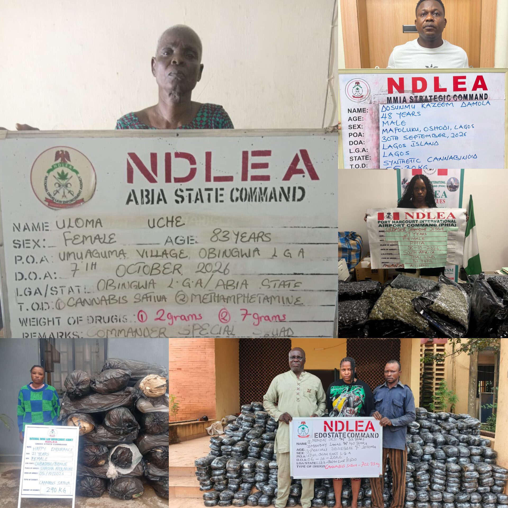 NDLEA Arrests 83-Year-Old Convicted Grandmother, South African Woman with Illicit Drugs